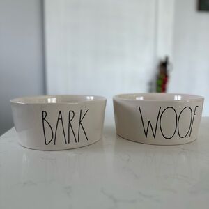 Rae Dunn Pet Bowl Set – “BARK” & “WOOF” 🐶🦴 – Set of 2